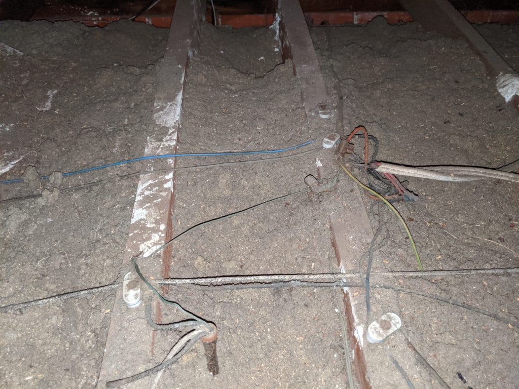 dangerous wiring in a roof space