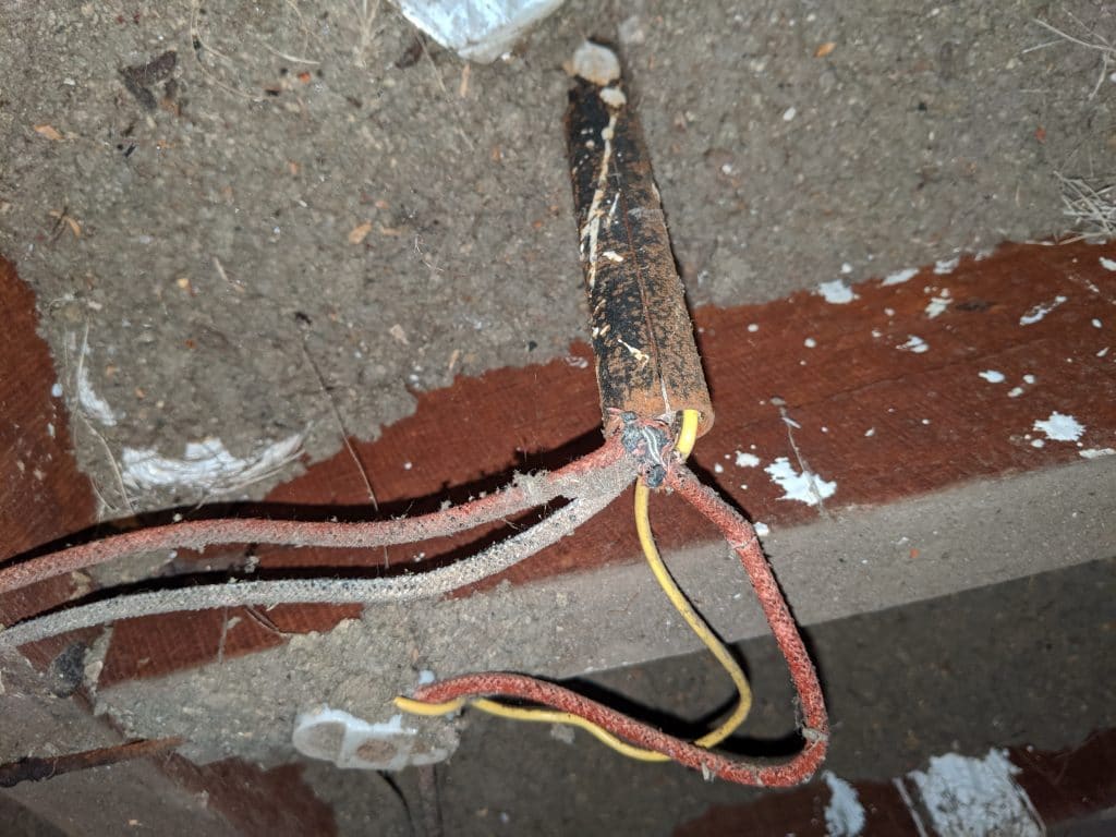 Degraded wiring through a steel conduit